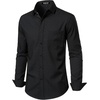 JEMITOP Men Stretch Business Casual Dress Shirts(Black White Pattern)