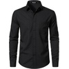 JEMITOP Men Stretch Business Casual Dress Shirts(Black White Pattern)