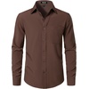 JEMITOP Men Stretch Business Casual Dress Shirts(Brown)