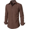 JEMITOP Men Stretch Business Casual Dress Shirts(Brown)