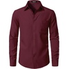 JEMITOP Men Stretch Business Casual Dress Shirts(Burgundy)