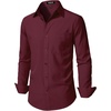 JEMITOP Men Stretch Business Casual Dress Shirts(Burgundy)