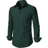 JEMITOP Men Stretch Business Casual Dress Shirts(Dark Green)