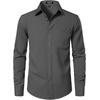 JEMITOP Men Stretch Business Casual Dress Shirts(Dark Grey)