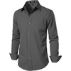 JEMITOP Men Stretch Business Casual Dress Shirts(Dark Grey)