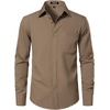 JEMITOP Men Stretch Business Casual Dress Shirts(Dark Khaki)