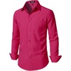 JEMITOP Men Stretch Business Casual Dress Shirts(Hot Pink)