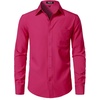 JEMITOP Men Stretch Business Casual Dress Shirts(Hot Pink)