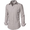 JEMITOP Men Stretch Business Casual Dress Shirts(Light Grey)