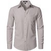 JEMITOP Men Stretch Business Casual Dress Shirts(Light Grey)