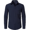 JEMITOP Men Stretch Business Casual Dress Shirts(Navy Blue)