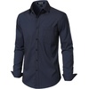 JEMITOP Men Stretch Business Casual Dress Shirts(Navy White Polka Dots)