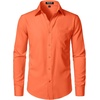 JEMITOP Men Stretch Business Casual Dress Shirts(Orange)