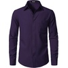 JEMITOP Men Stretch Business Casual Dress Shirts(Purple)