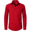 JEMITOP Men Stretch Business Casual Dress Shirts(Red)