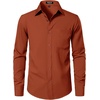 JEMITOP Men Stretch Business Casual Dress Shirts(Rust Red)