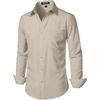 JEMITOP Men Stretch Business Casual Dress Shirts(Tan)