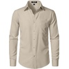 JEMITOP Men Stretch Business Casual Dress Shirts(Tan)