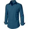JEMITOP Men Stretch Business Casual Dress Shirts(Teal)