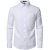 JEMITOP Men Stretch Business Casual Dress Shirts(White)