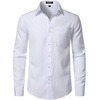 JEMITOP Men Stretch Business Casual Dress Shirts(White)