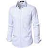 JEMITOP Men Stretch Business Casual Dress Shirts(White Purple Plaid)