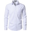 JEMITOP Men Stretch Business Casual Dress Shirts(White Purple Plaid)