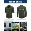 JEMITOP Mens Casual Vintage Stretch Long Sleeve Work Shirt(Army Green)