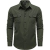 JEMITOP Mens Casual Vintage Stretch Long Sleeve Work Shirt(Army Green)