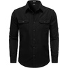 JEMITOP Mens Casual Vintage Stretch Long Sleeve Work Shirt(Black)