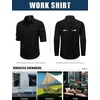 JEMITOP Mens Casual Vintage Stretch Long Sleeve Work Shirt(Black)