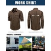 JEMITOP Mens Casual Vintage Stretch Long Sleeve Work Shirt(Brown)