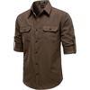 JEMITOP Mens Casual Vintage Stretch Long Sleeve Work Shirt(Brown)
