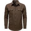 JEMITOP Mens Casual Vintage Stretch Long Sleeve Work Shirt(Brown)