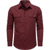 JEMITOP Mens Casual Vintage Stretch Long Sleeve Work Shirt(Burgundy)