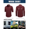 JEMITOP Mens Casual Vintage Stretch Long Sleeve Work Shirt(Burgundy)