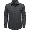 JEMITOP Mens Casual Vintage Stretch Long Sleeve Work Shirt(Dark Grey)