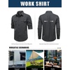 JEMITOP Mens Casual Vintage Stretch Long Sleeve Work Shirt(Dark Grey)