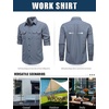 JEMITOP Mens Casual Vintage Stretch Long Sleeve Work Shirt(Dusty Blue)