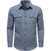 JEMITOP Mens Casual Vintage Stretch Long Sleeve Work Shirt(Dusty Blue)