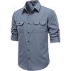 JEMITOP Mens Casual Vintage Stretch Long Sleeve Work Shirt(Dusty Blue)