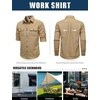 JEMITOP Mens Casual Vintage Stretch Long Sleeve Work Shirt(Khaki)
