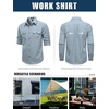 JEMITOP Mens Casual Vintage Stretch Long Sleeve Work Shirt(Light Blue)