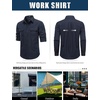 JEMITOP Mens Casual Vintage Stretch Long Sleeve Work Shirt(Navy Blue)