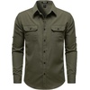 JEMITOP Mens Casual Vintage Stretch Long Sleeve Work Shirt(Olive Green)