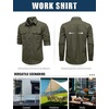 JEMITOP Mens Casual Vintage Stretch Long Sleeve Work Shirt(Olive Green)