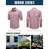 JEMITOP Mens Casual Vintage Stretch Long Sleeve Work Shirt(Pink)