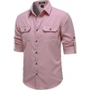JEMITOP Mens Casual Vintage Stretch Long Sleeve Work Shirt(Pink)