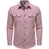 JEMITOP Mens Casual Vintage Stretch Long Sleeve Work Shirt(Pink)