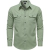 JEMITOP Mens Casual Vintage Stretch Long Sleeve Work Shirt(Sage Green)